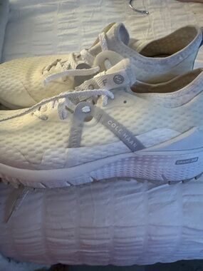 Cole Haan Off-White Mesh Lace-Up Sneakers